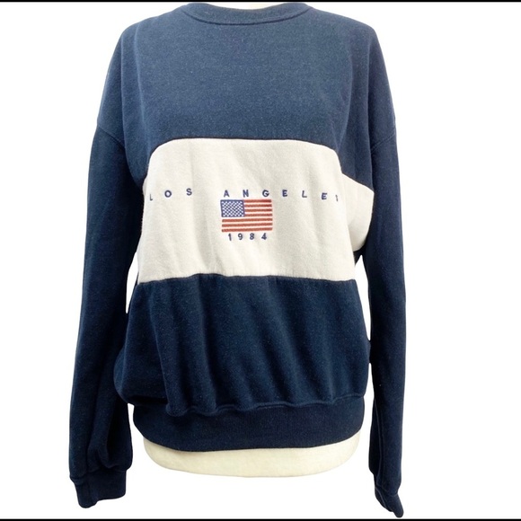 Brandy Melville Sweaters - Brandy Melville Woman’s Navy Cotton Crew Los Angeles 1984 embroidery Sweatshirt
